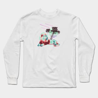 Neon Lion Vaporwave Aesthetics Long Sleeve T-Shirt